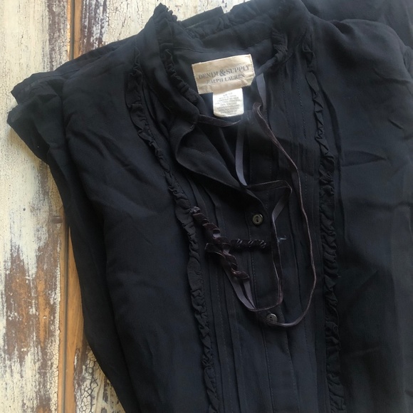 DENIM AND SUPPLY Black Western Long Sleeve Mini Dress XS EUC - Picture 9 of 11